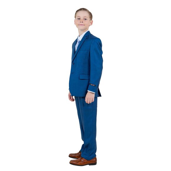Boys Sharkskin 5pc Blue Suit Set by Tazzio - Picture 6 of 7